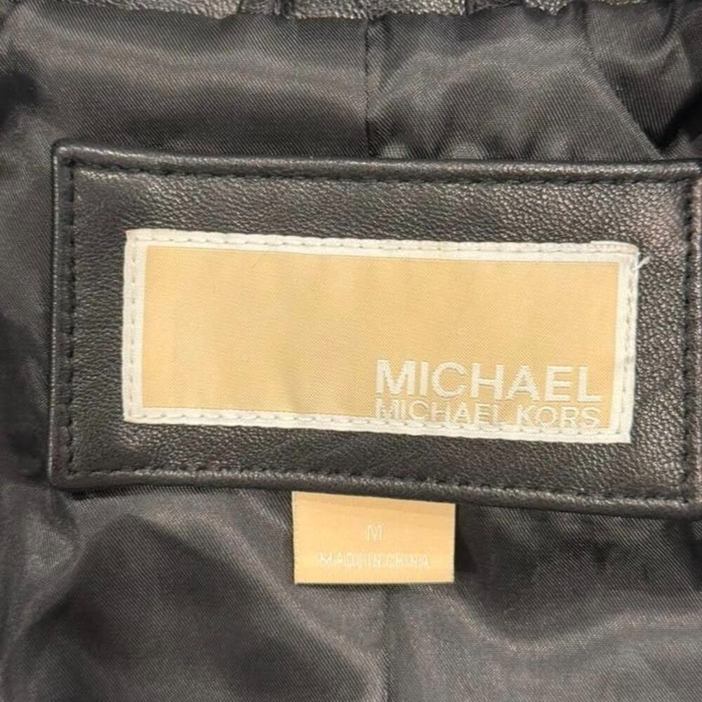 Michael Kors Black Moto Biker Zipper Pockets Asymmetrical Jacket Size Medium - Picture 8 of 10